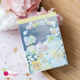 Mini Bloc-notes Sumikko Gurashi - Fleurs blanches