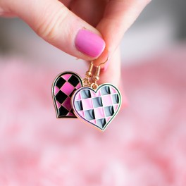 Boucles d'oreilles - Damier rose